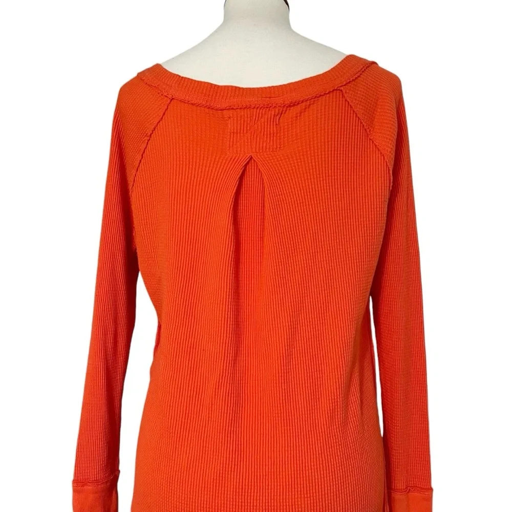 Free People Snowy Thermal Top‎ Ribbed Stretch Orange Women's Size XS